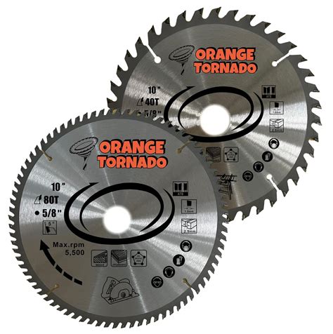 Orange Tornado 2 Pack 10 40 Plus 80tooth Atb Saw Blades Amazonca