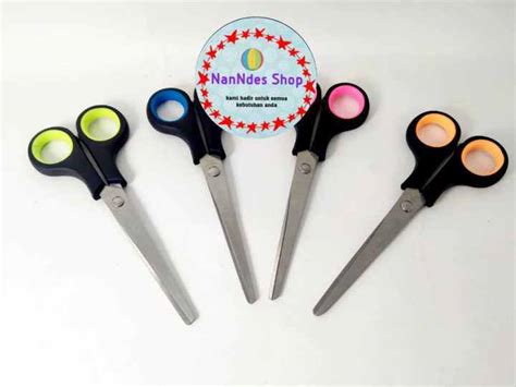 Gunting Kertas Sedang Stainless Steel Gagang Plastik Karet Warna Warni