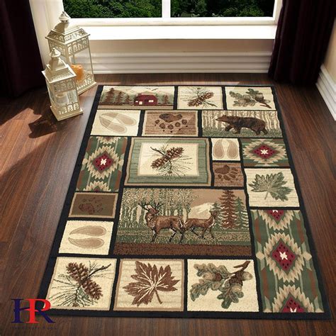 Lodge Cabin Nature And Animals Area Rug Southwestern Pattern Cabin