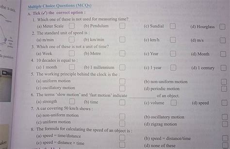 Multiple Choice Questions Mcqs A Tick The Correct Option 1 Whic