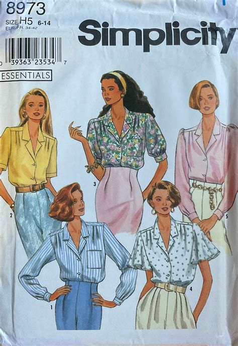 Simplicity 8973 Sewing Pattern Vintage Uncut Etsy Blouse Pattern