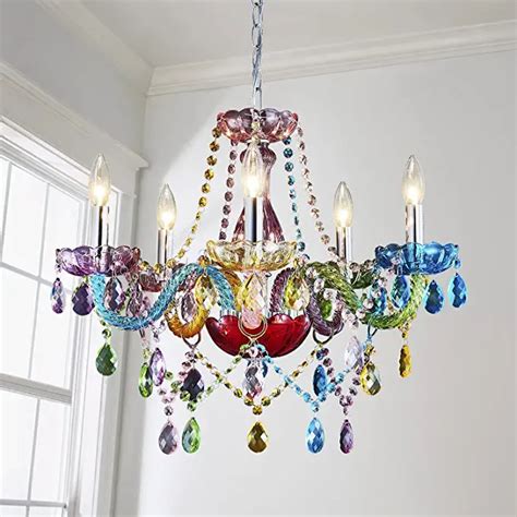 Saint Mossi Modern Colorful K9 Crystal Chandelier With 5 Lights