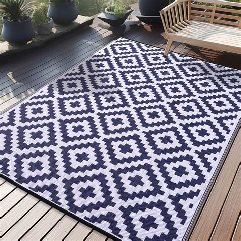 Olanly Waterproof Outdoor Rug 6x9 Ft Reversible Plastic Straw Patio