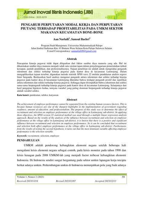 PDF PENGARUH PERPUTARAN MODAL KERJA DAN PERPUTARAN PIUTANG TERHADAP