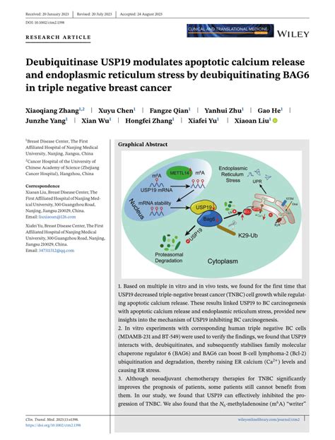 Pdf Deubiquitinase Usp Modulates Apoptotic Calcium Release And