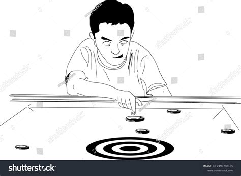 Carrom Board Player Cartoon Doodle Drawing Stock Vector Royalty Free