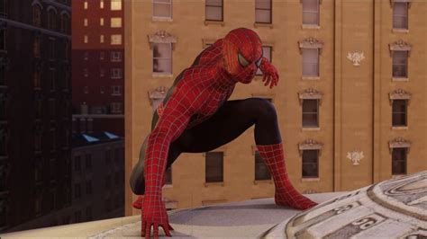 A Spider Man Standing On Top Of A Building