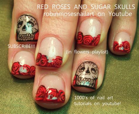 Nail Art By Robin Moses Halloween Nails Skull Nails Day Of The