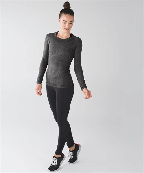 Lululemon Swiftly Tech Long Sleeve Crew Heathered Black Lulu Fanatics