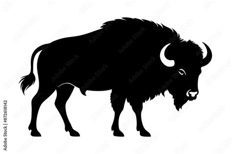 Silhouette Of A Bull Bison Vector Illustration Bison Silhouette