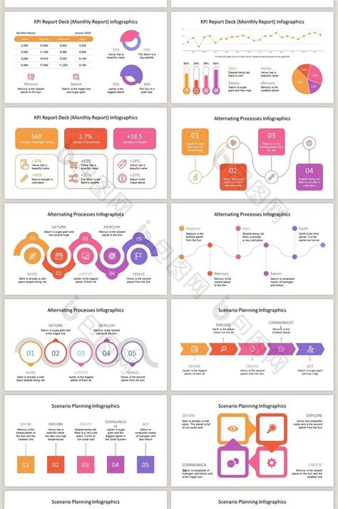 暖色系简约40页图表合集ppt模板免费下载 包图网