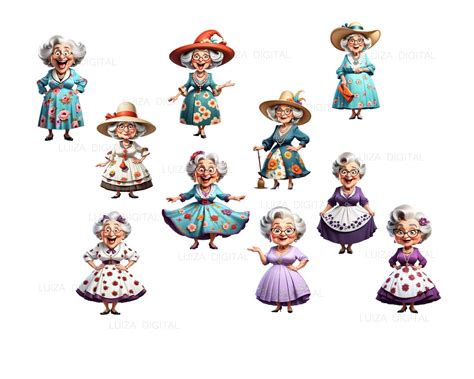 Watercolor Funny Old Lady Clipart, Funny Elegant Old Lady Png ...