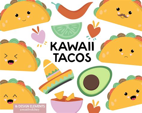 Taco Clipart, Food Clipart, Perfect Tacos, Kawaii Food, Design Elements ...