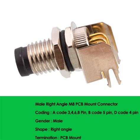 Right Angle M8 Male Pcb Mount Connector Shine Industry