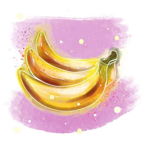 Ilustração suculenta e brilhante de uma banana em técnica aquarela