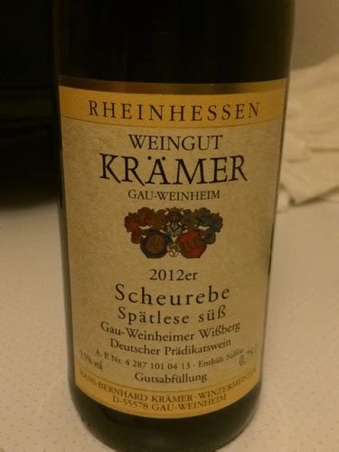 Krämer Scheurebe Spätlese Süß Vivino US