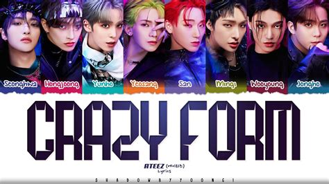 Ateez Crazy Form Lyrics Color Coded Han Rom Eng