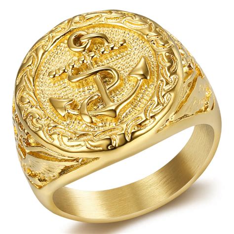 Bobijoo Jewelry Chevali Re Bague Dor E Homme Ancre Marine Or Aigle