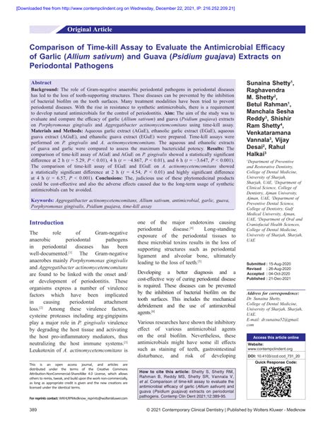 Pdf Comparison Of Time Kill Assay To Evaluate The Antimicrobial