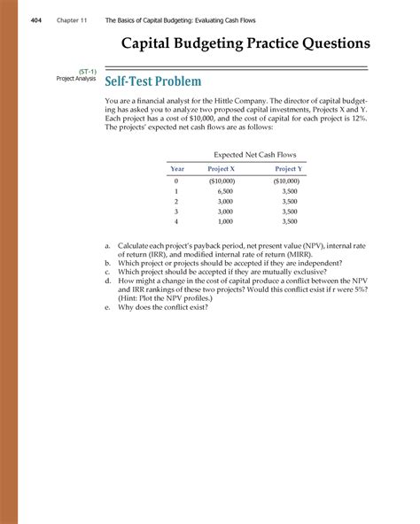 Capital Budgeting Basic Level Practice Questions Chapter The