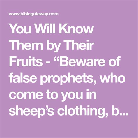 You Will Know Them By Their Fruits “beware Of False Prophets Who Come To You In Sheep’s