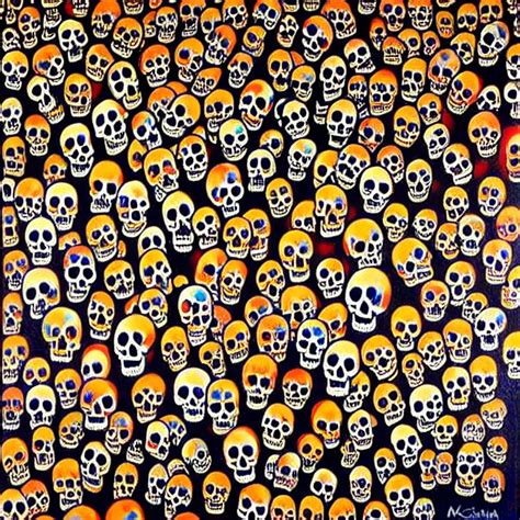 A Beautiful Painting Many Skulls Combine Buddhas By Stable Diffusion