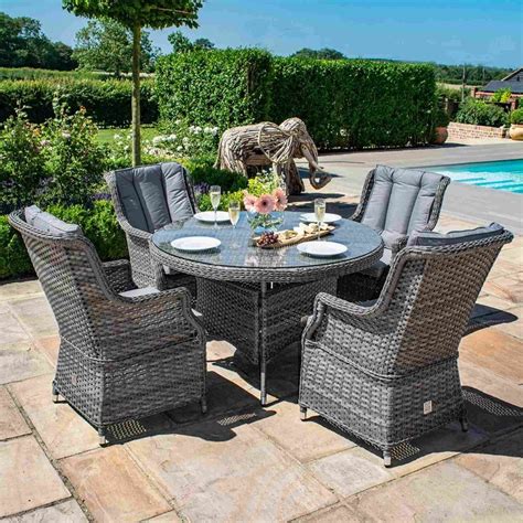 Maze Rattan Victoria 4 Seat Round Dining Set Garden Street