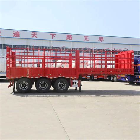 Tri Axle Fence Trailer Dropside Decks Flatbed Cargo Semi Trailer With