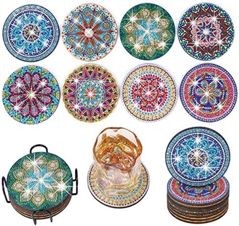 AFUNTA Diamond Paintings Coasters 10 PCS Mandala Diamond Art Coasters