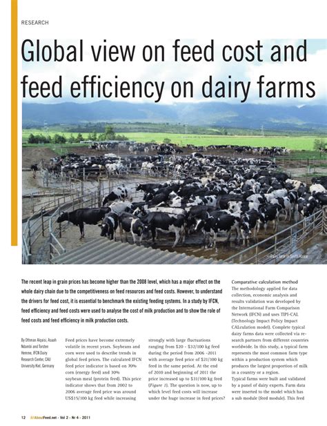 Pdf Global View On Feed Cost And Feed Efficiency On Dairy Farms