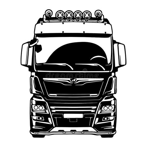 Semi Truck - American Truck - Line Art Vector Illustration Stock Vector ...