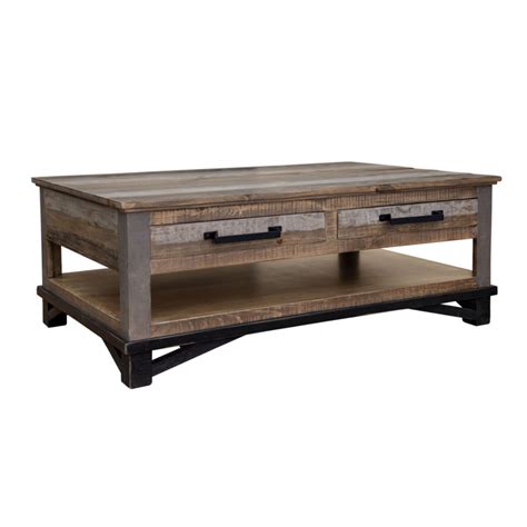 Rustic Brown Coffee Table 2 Drawers Tropical Home Furnishings