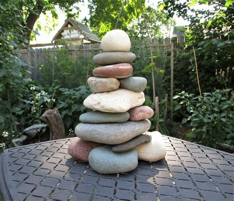 Lake Michigan Large Garden Cairn Re Stackable Beach Stone Cairn