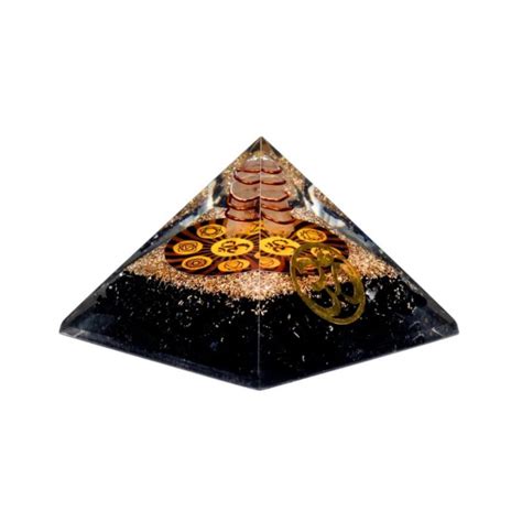 Orgonite Chakra Pyramide Tourmaline Noire Avec Om 7x7x6 Cm ConsomActeurs