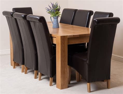 Kuba Oak Dining Table With 8 Brown Montana Dining Chairs