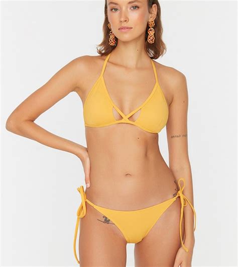 Buy Trendyol Tie Detailed Bikini Set In Orange 6thStreet Qatar