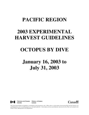 Fillable Online Dfo Mpo Gc PACIFIC REGION 2003 EXPERIMENTAL HARVEST