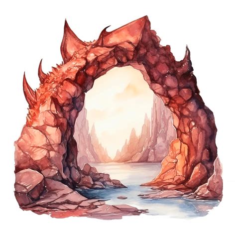 Premium AI Image | A fantasy painting of a dragon cave Watercolor ...