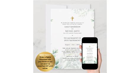 Traditional Wording Catholic Wedding Nuptial Mass Invitation Zazzle