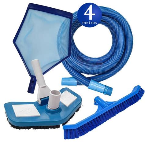 Kit Para Piscina Mangueira M Peneira Aspirador Esfreg O Sos