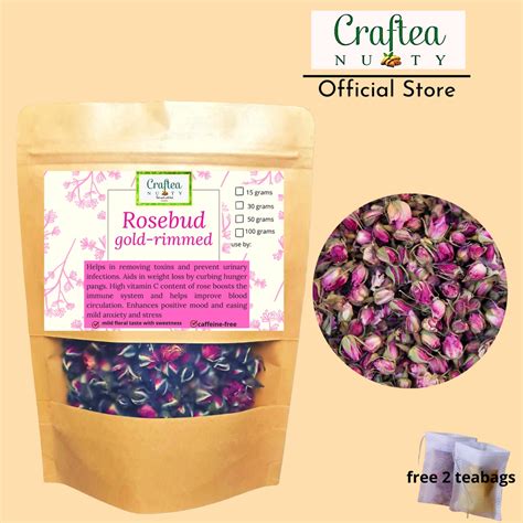 Craftea Nutty Dried Rosebud Tea Gold Edge Rose With Teabags Shopee