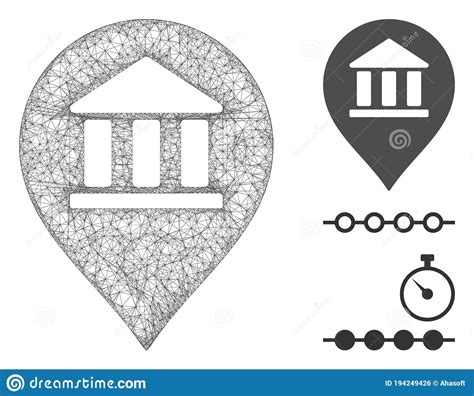 Library Map Marker Polygonal Web Vector Mesh Illustration Stock Vector