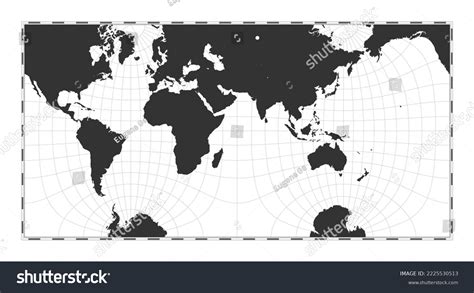 Vector World Map Guyou Hemisphereinasquare Projection Stock Vector