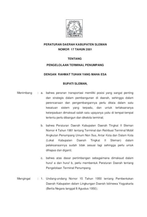 Pdf Peraturan Daerah Kabupaten Sleman Nomor Ditjenpp