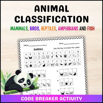 Mammals Birds Reptiles Amphibians And Fish Code Breaker Worksheets