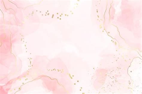 Fundo Aquarela L Quido Rosa Abstrato Linhas E Pontos Dourados