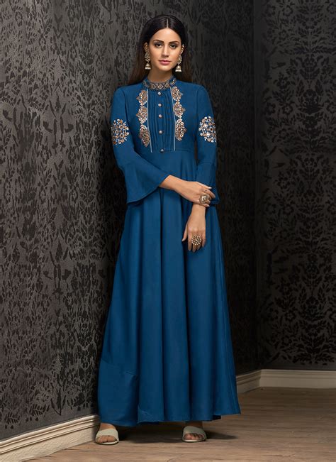 New Designer Muslin Embroidrey Work Gowns Collection Catalog