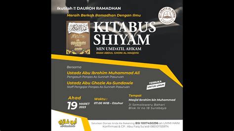 LIVE Meraih Berkah Ramadhan Dengan Ilmu Bag 1 Ustadz Abu Ghozie