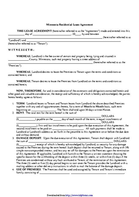 Minnesota Residential Lease Agreement Pdfsimpli