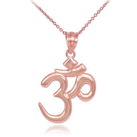 14k Rose Gold Om Diamond Pendant Necklace